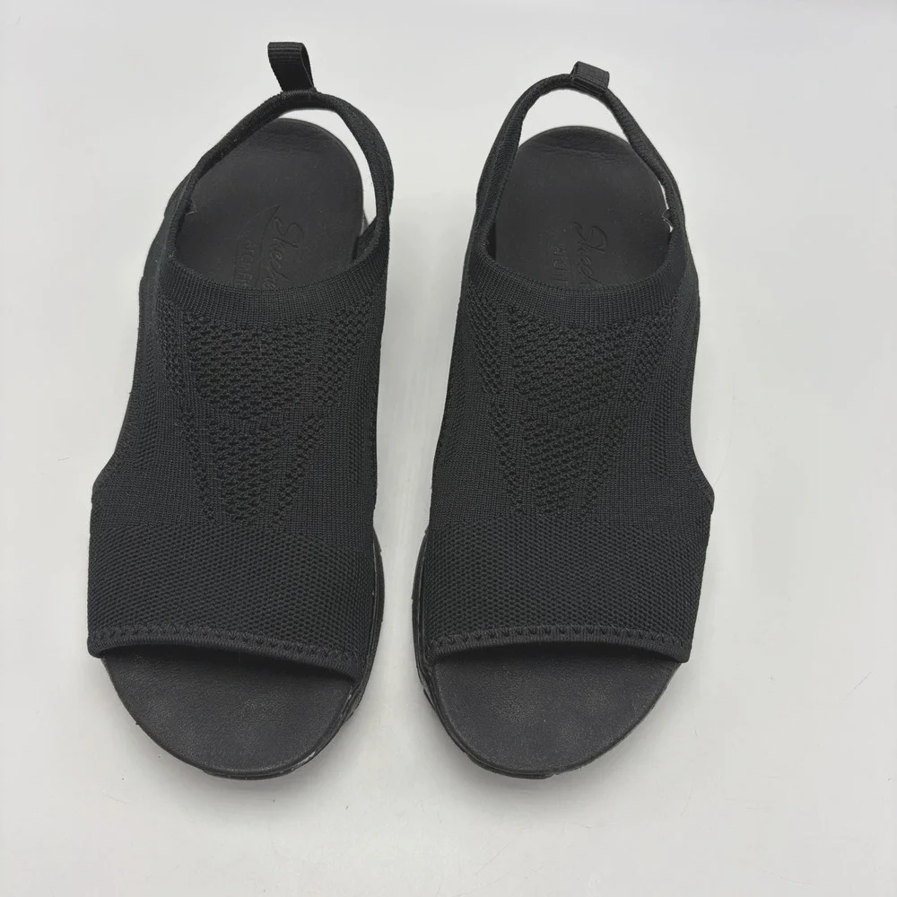 Skechers Arch Fit City Catch Sandals Womens 6 Black Textured Knit Comfort Sling